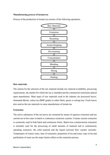 Manufacturing of Instant Tea | PPTX