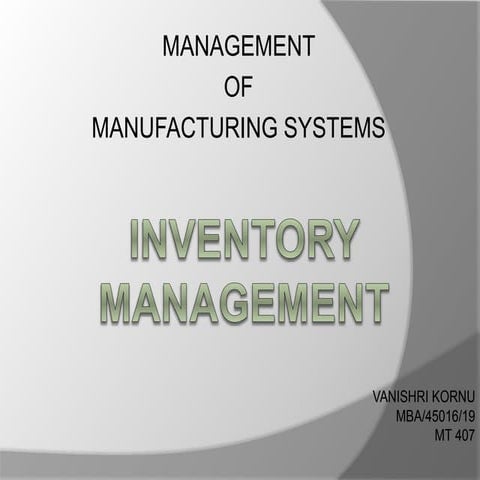 Inventory Control