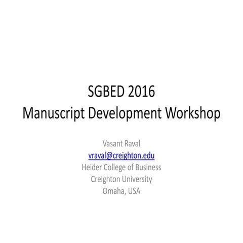 Manuscript development workshop | PPT