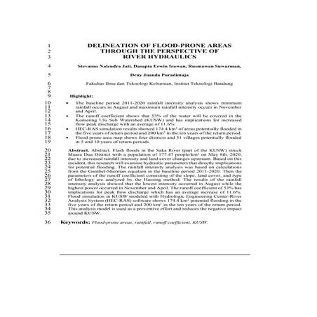 DELINEATION OF FLOOD-PRONE AREAS THROUGH THE PERSPECTIVE OF   RIVER HYDRAULICS
