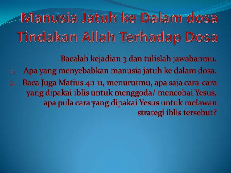 Manusia Jatuh Ke Dalam Dosa Pel 14dan 15