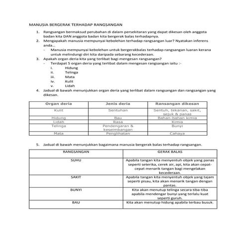 Manusia bergerak terhadap rangsangan