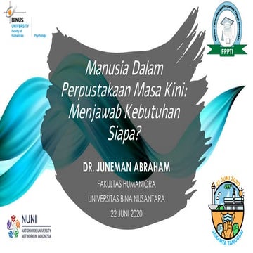 Manusia Dalam Perpustakaan Masa Kini :  Menjawab Kebutuhan Siapa