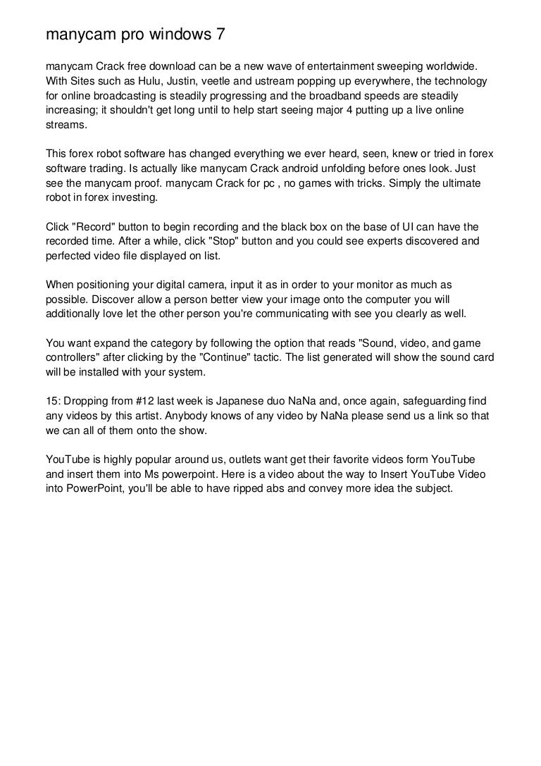 Manycam Pro Windows 7