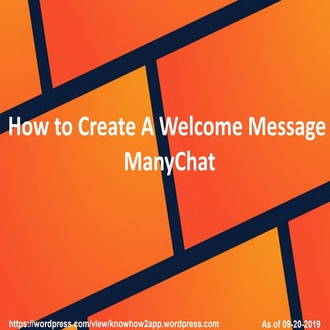 How to Create A Welcome Message ManyChat