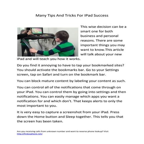 Many tips and tricks for i pad success