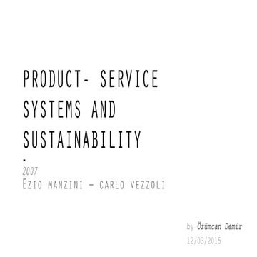 Manzini,Vezzoli- Product-Service Systems and Sustainability | PDF