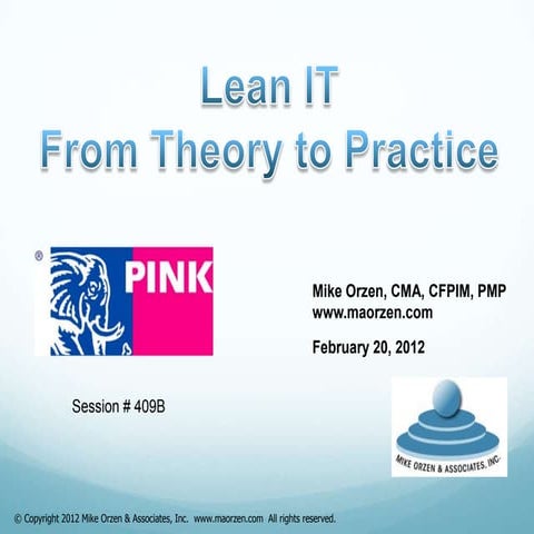 MA Orzen Lean I.T. - From Theory to Practice - Pink  '12