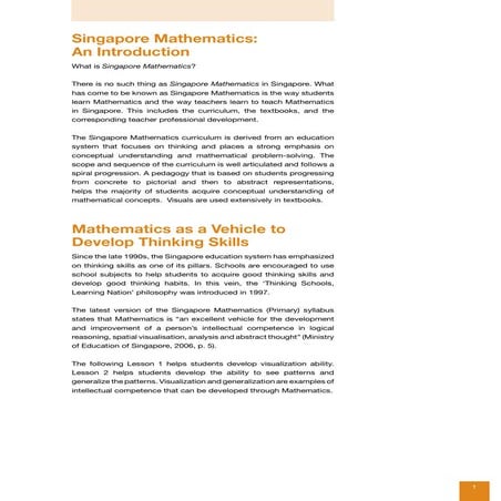 MAP101 Fundamentals of Singapore Mathematics Curriculum 