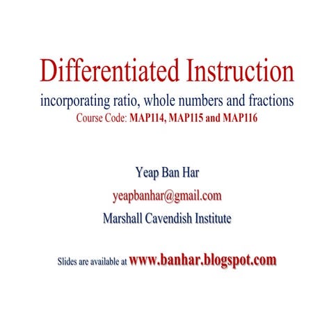 MAP114 Differentiated instruction in Primary Mathematics