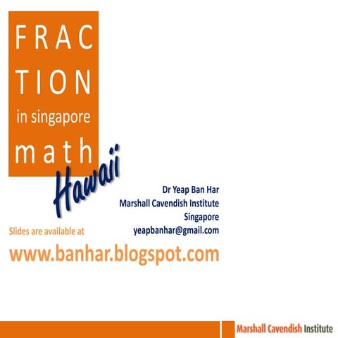 MAP202a Teaching of Fractions 1