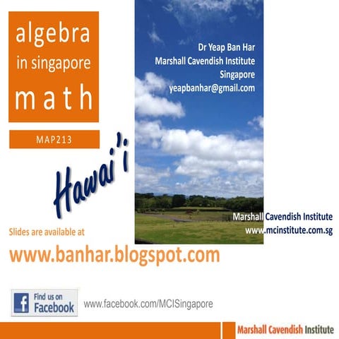 MAP213 Teaching of Algebra Hilo Day 5