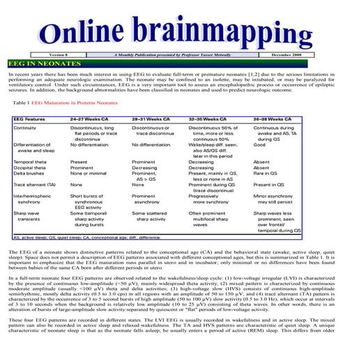 Issues in brainmapping...Neonatal EEG | PDF