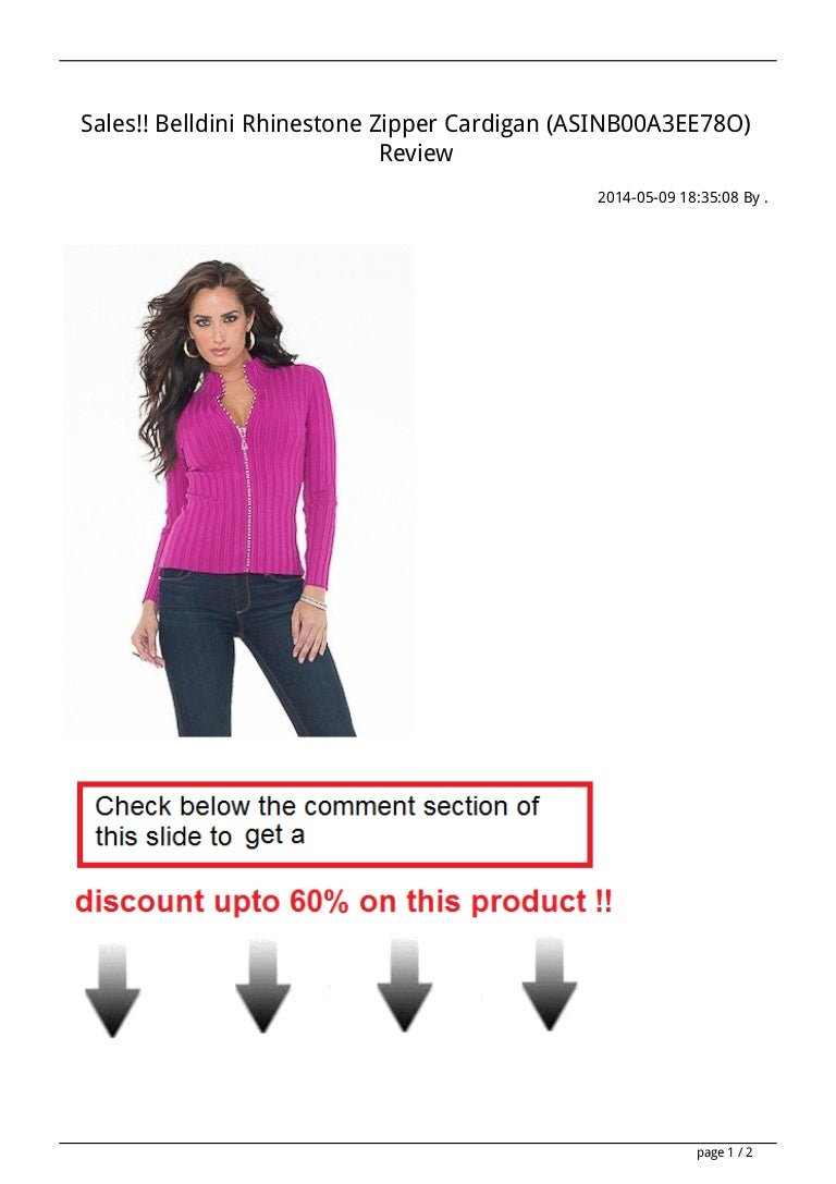 belldini sweater with rhinestone zipper