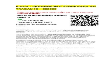 Olá, estudante! Iniciamos agora a atividade M.A.P.A. da disciplina de Ergonom...