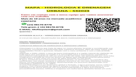 ATIVIDADE M.A.P.A – HIDROLOGIA E DRENAGEM URBANA