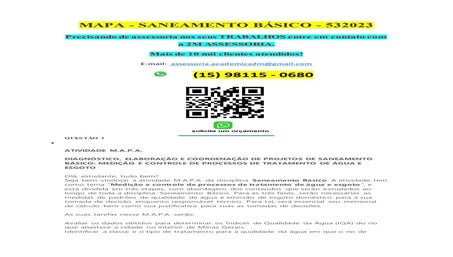 ATIVIDADE M.A.P.A.    DIAGNÓSTICO, ELABORAÇÃO E COORDENAÇÃO DE PROJETOS DE SA...