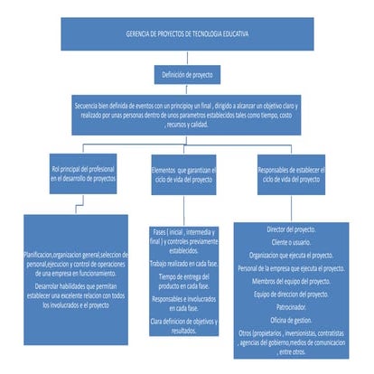 GERENCIA DE PROYECTOS DE TECNOLOGIA EDUCATIVA(mapa conceptual)