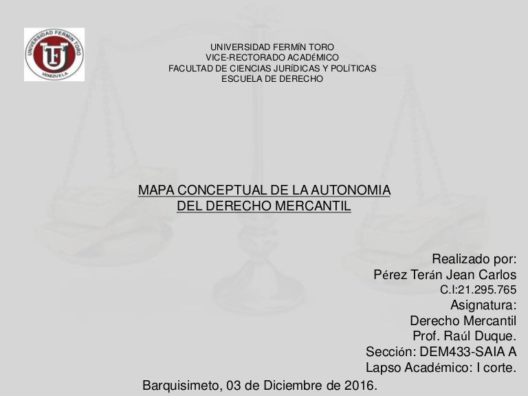 Mapa conceptual de la autonomia del derecho mercantil