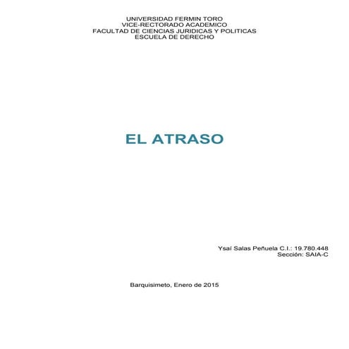 Mapa conceptual del PROCEDIMIENTO DE ATRASO