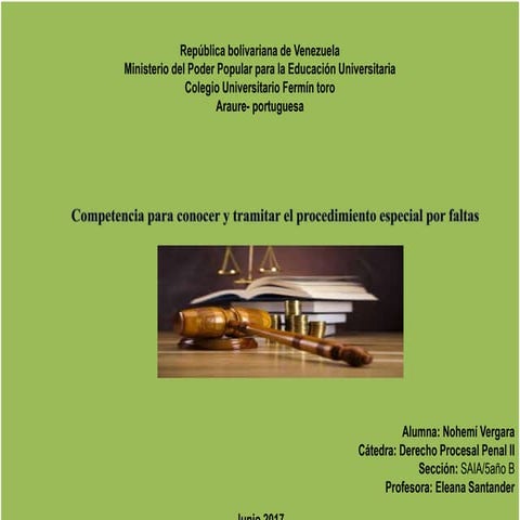 Competencia para conocer y tramitar el procedimiento especial por faltas