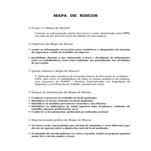 Treinamento CIPA - Mapa de Risco | PDF
