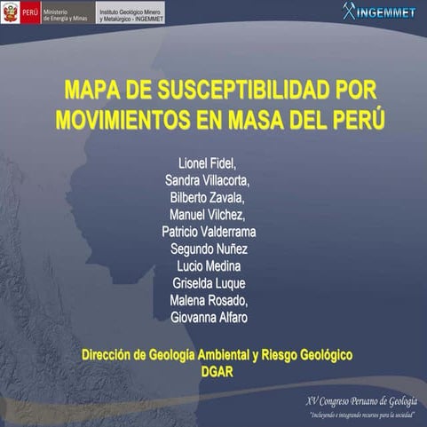 Mapa de Susceptibilidad a los Movimientos en Masa del Perú