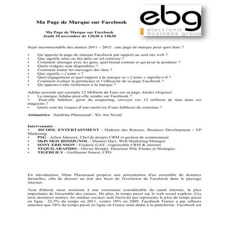 Ma Page De Marque Sur Facebook