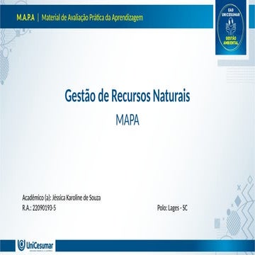 MAPA gerenciamento de recursos Naturais curso de gestão ambiental | PPTX