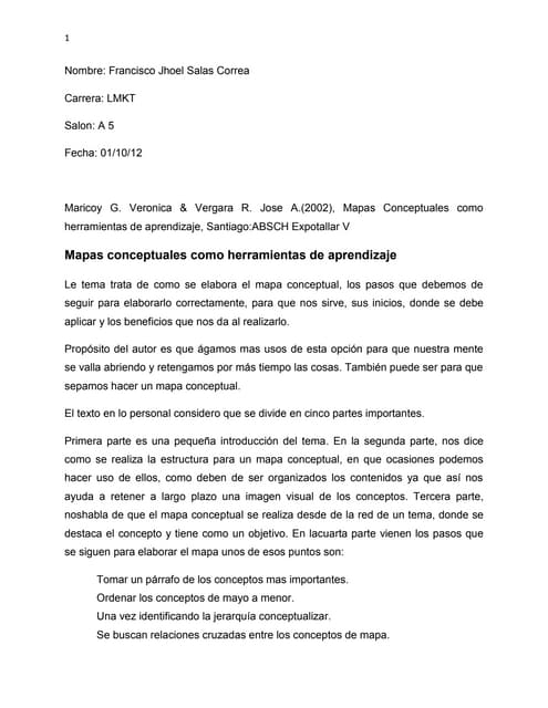 Mapas conceptuales como herramientas de aprendizaj1