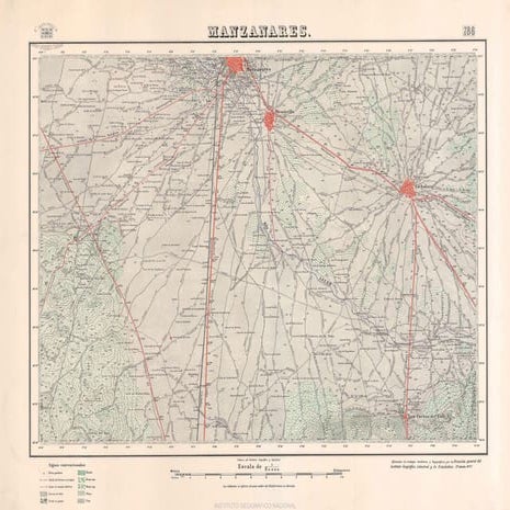 Mapa Topográfico de Manzanares. (año 1933). mtn 0786