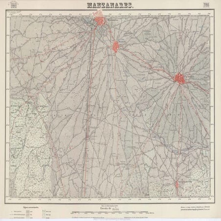 Mapa topográfico de  manzanares. (año 1953). mtn 0786