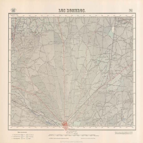 Mapa topográfico de Manzanares, zonna norte (los  Romeros). año 1953. mtn  0761