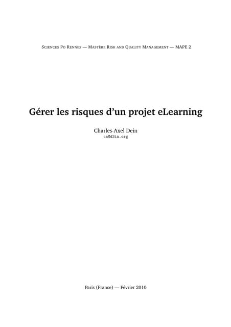 Gérer le risque dans les projets de e-learning