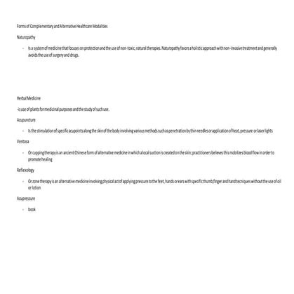 Mapeh forms of complementary and alternative healthcare modalities | DOCX