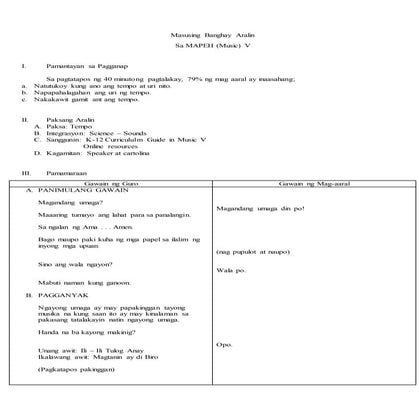 Detailed Lesson Plan in MAPEH V (Music)