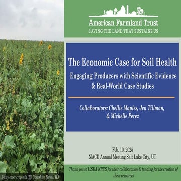 The Economic Case for Soil Health: Engaging Producers with Scientific Evidence and Real-World Case Studies