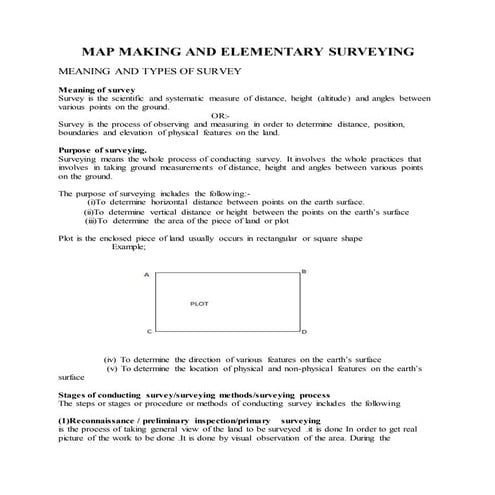 Map making and elementary surveying