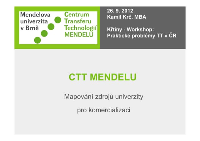 Mapování zdrojů univerzity - Kamil Krč
