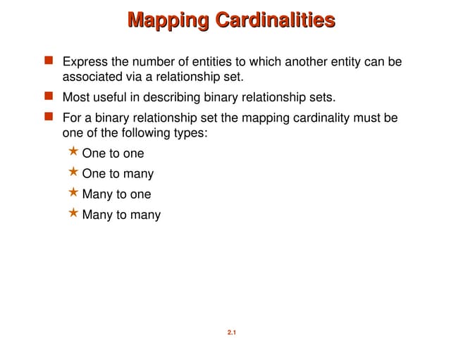 Mapping and cardiality for Entity Relationship