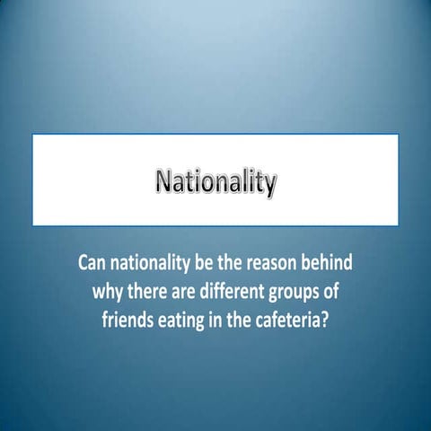 Mapping cultural groupings in the canteen