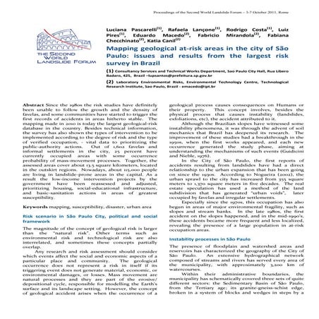 Mapping geological at risk areas in são paulo