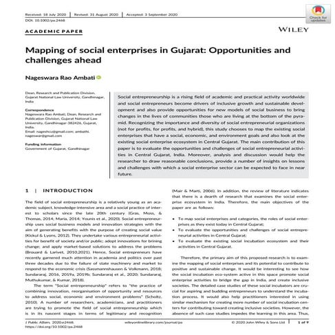 Mapping of social enterprises in gujarat opportunities and challenges ahead