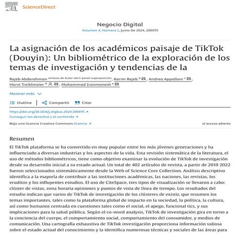 Mapping the scholarly landscape of TikTok (Douyin)_ A bibliometric exploration of research topics and trends - ScienceDirect.pdf