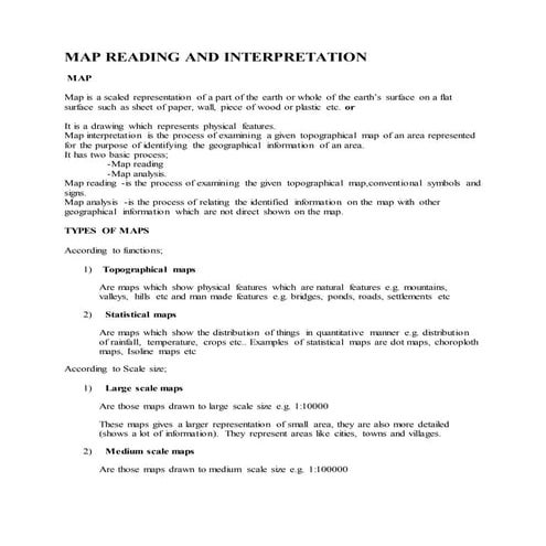 Map reading and interpretation
