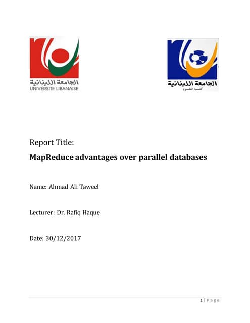 Map reduce advantages over parallel databases report