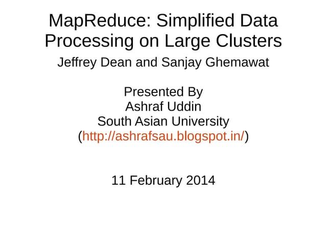 MapReduce: Simplified Data Processing on Large Clusters