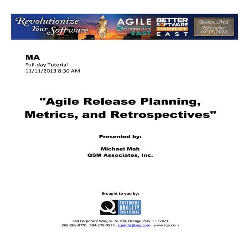Agile Release Planning, Metrics, and Retrospectives