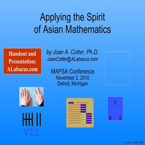 MAPSA: Spirit of Asian Math Oct 2010