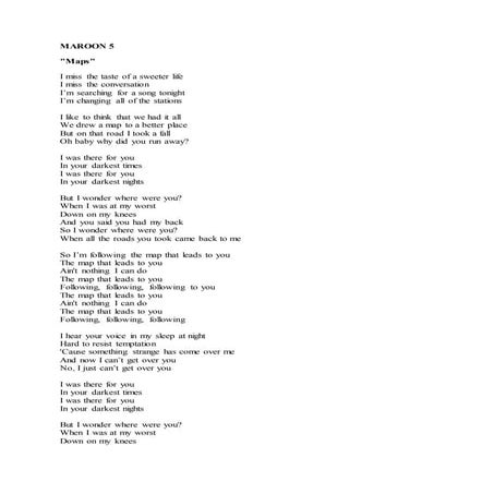 MAROON 5 - Maps lyric